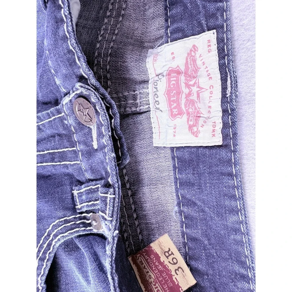 Big Star Pioneer Bootcut Jeans Men 36R Blue Denim Heritage Workwear Thick Stitch